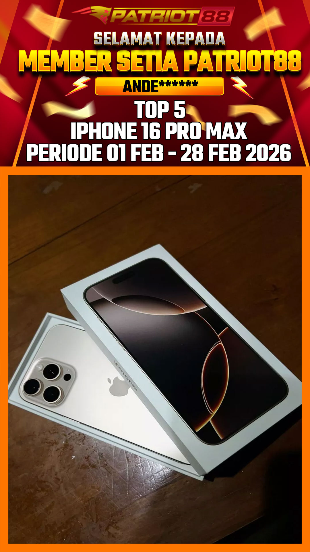 Bukti IPHONE 16 PRO MAX
